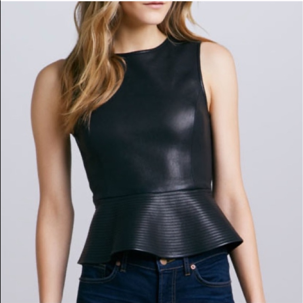 THEORY Elleria washed-leather peplum top